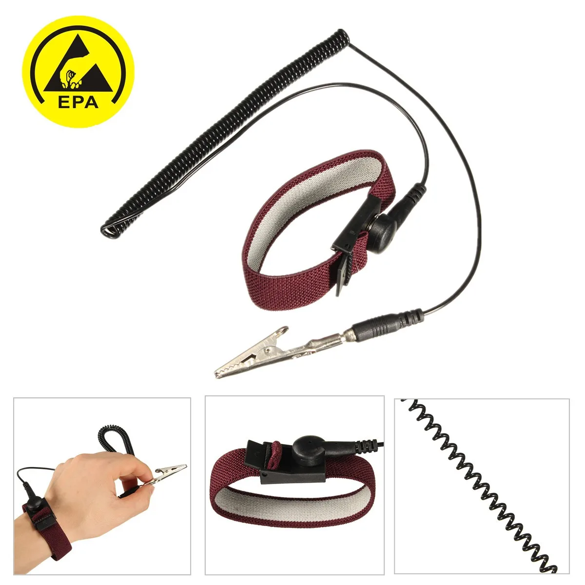 New 6 Feet Anti static Bracelet Antistatic Wrist Strap ESD Grounding