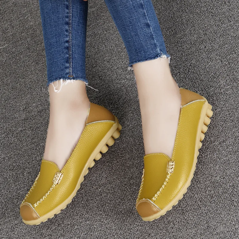 Shoes Mens Shoes Loafers & Slip Ons New Spring Autumn Shoes Female Moccasins Shoe Woman Genuine Leather Women Flats Big Size 35-44 Slip On Women's Loafers 