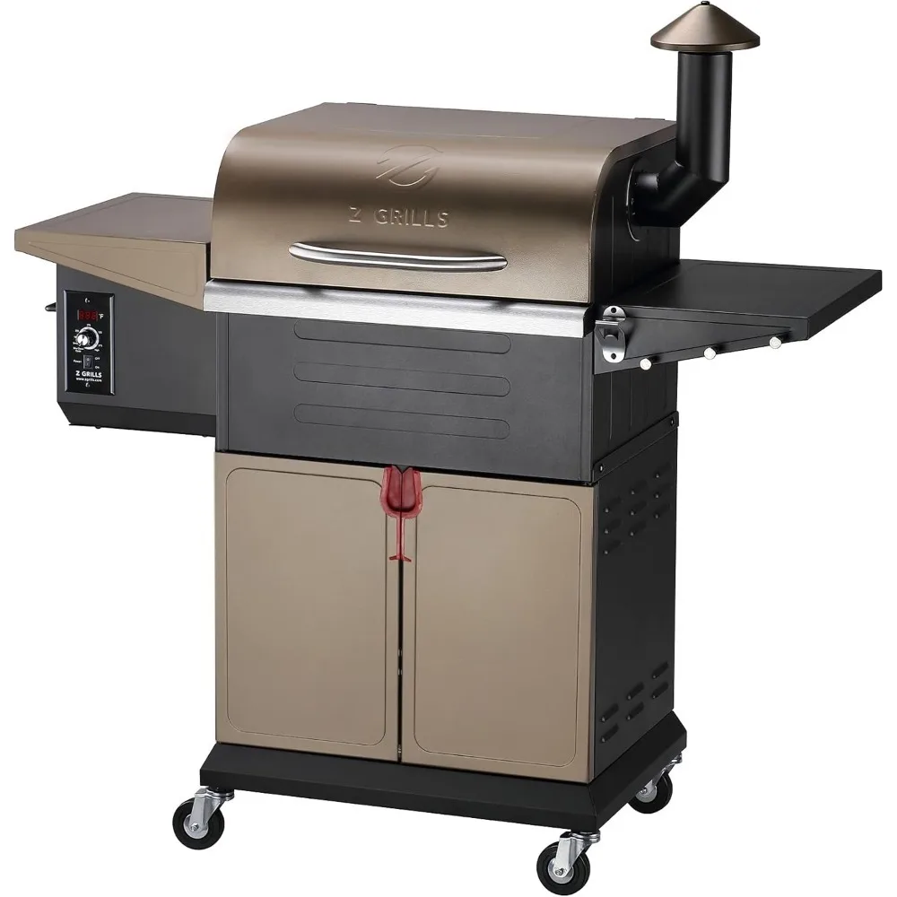 Wood Pellet Grill Smoker with PID Controller, 8-in-1 Master Sear BBQ Grill, Auto Temperature Control, Storage Cabinet Side Shelf 3