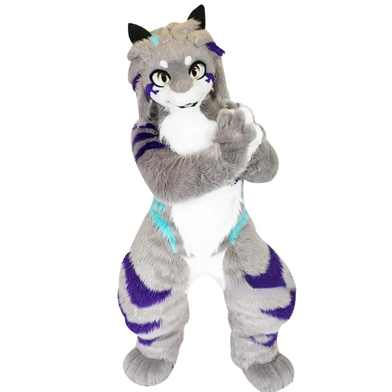 

Medium Length Fur Husky Dog Fox Mascot Costume Walking Halloween Large Event Suit Party Role Play