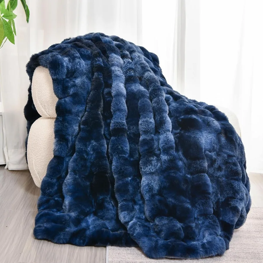 HD Faux Fur Throw Blanket for Couch: Fluffy Cozy Soft Plush Luxury Thick Fuzzy Fleece Blanket Perfect for Sofa Bed Sofa Bedroom