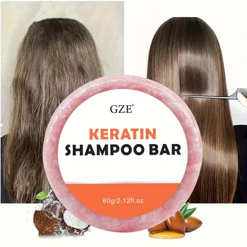 Sapone a barra con shampoo alla cheratina - Addensante da salone per capelli secchi, danneggiati, ricci, crespi, lisci o colorati - Formula anti-crespo
