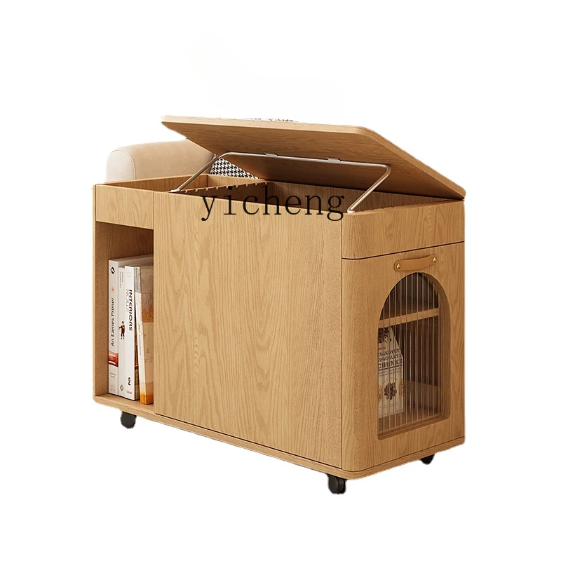

ZC Sofa Side Table Movable Corner Table Modern Bedside Side Table Living Room Log Small Coffee Table Tea Table-Side Cabinet