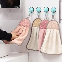 Thickened Coral Velvet Hand Towel Hanging Absorbent Towels Kitchen Hanging Towel Cleaning Rag Dish Towel Cloths Household 1