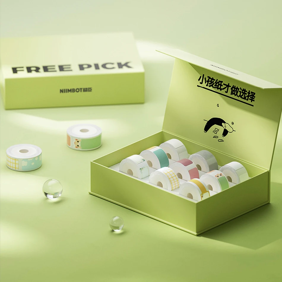 Niimbot D110 D11 Thermal Paper Direct Sticker Labels Roll Set Strong Adhesive Clear Printing Black Case Bag for Pocket Printer