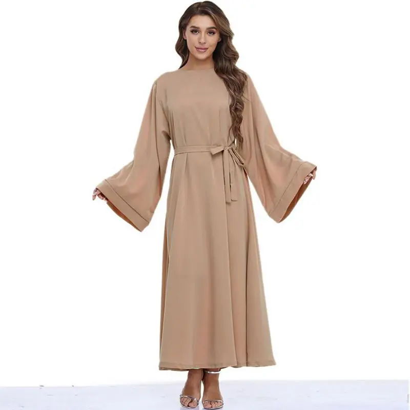 

Abayas для женщин, кафтан, Дубай, Турция, на шнуровке, мусульманские платья, однотонный цвет, мусульманский халат, Африканское кимоно, марокканская одежда, кафтан