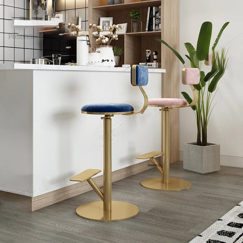 Nordic Furniture Bar Chair Designer High Chair Home Rotating Bar Chairs Iron Lifting Stool High Feet Stools Bv