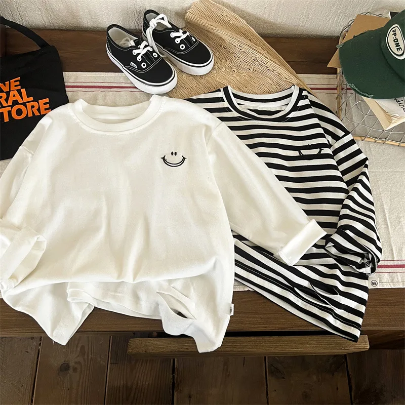 Boys Cotton T-shirts 2-8 Years Casual Soft Long Sleeve Smile Tee Summer Kids t shirt,cotton t shirt,kids t shirt