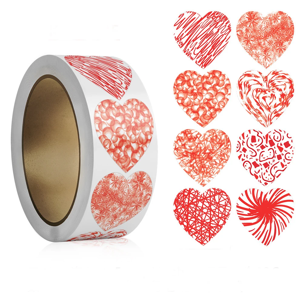 50-500 Labels Love Rainbow Sticker Heart Shape Scrapbooking Gift Packaging Party Wedding Valentine's Day Stationery Sticker