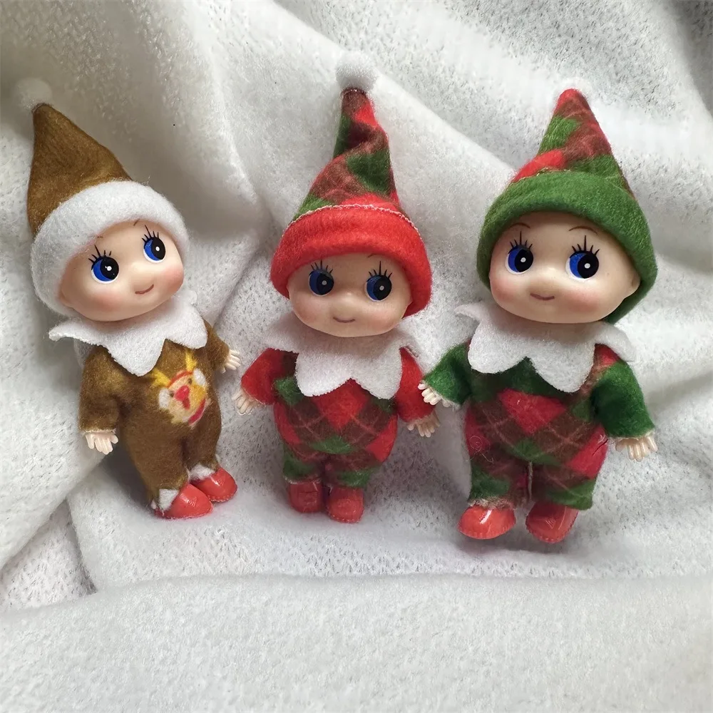 thumbnail image 1 of Mini muñecas elfo bebé de Navidad, elfos pequeños, manualidades de bondad brillante, muñecos de bebé, decoración de juguete en el estante, regalo para niña y niño, 1 of 5