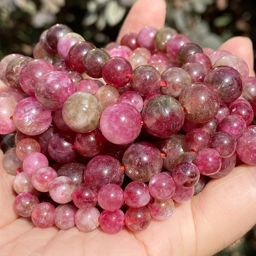 6/8/10mm Natural Stone Beads Watermelon Tourmaline Jades Loose Spacer Beads for Jewelry Making Diy Bracelet Handmade Accessories