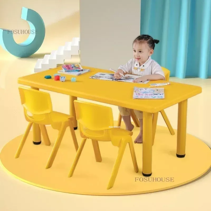 Plastic Rectangular Desk Kindergarten Kids Table and Chair Set Early Education Children's Home Eating Learning Writing Table z