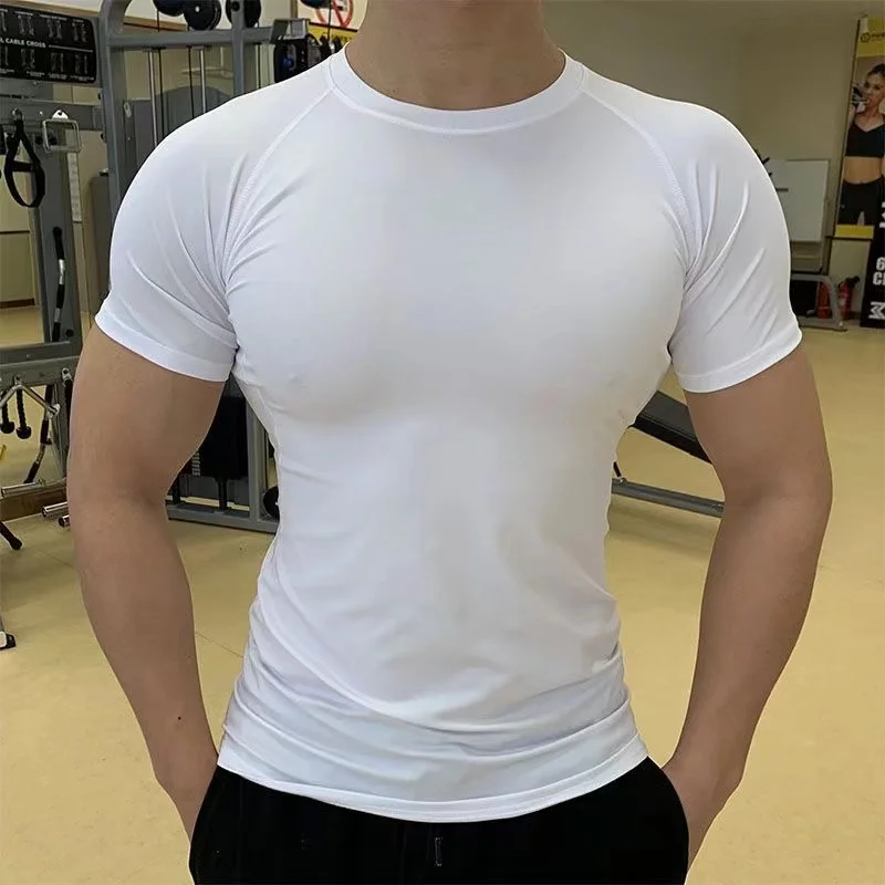 Men Running Compression T-shirt Short Sleeve Sport Tees Gym Fitness Sweatshirt Male Jogging Tracksuit Homme Athletic Shirt Tops