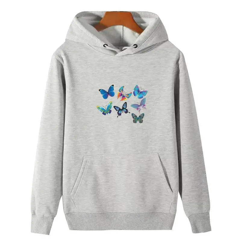 

Flying Butterflies Graphic Hooded Sweatshirts Thick Sweater Hoodie Winter Fleece Hoodie Hooded Sweatshirts Cotton Men's Clothing