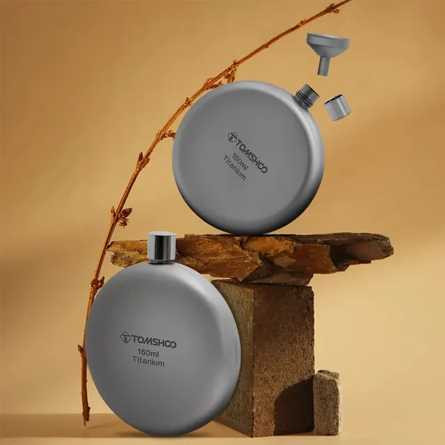 Tomshoo 150ml/180ml Titanium Flask with Funnel Alcohol Whisky Wine Flask for Outdoor Camping Hiking Backpacking Travel Picnic 6