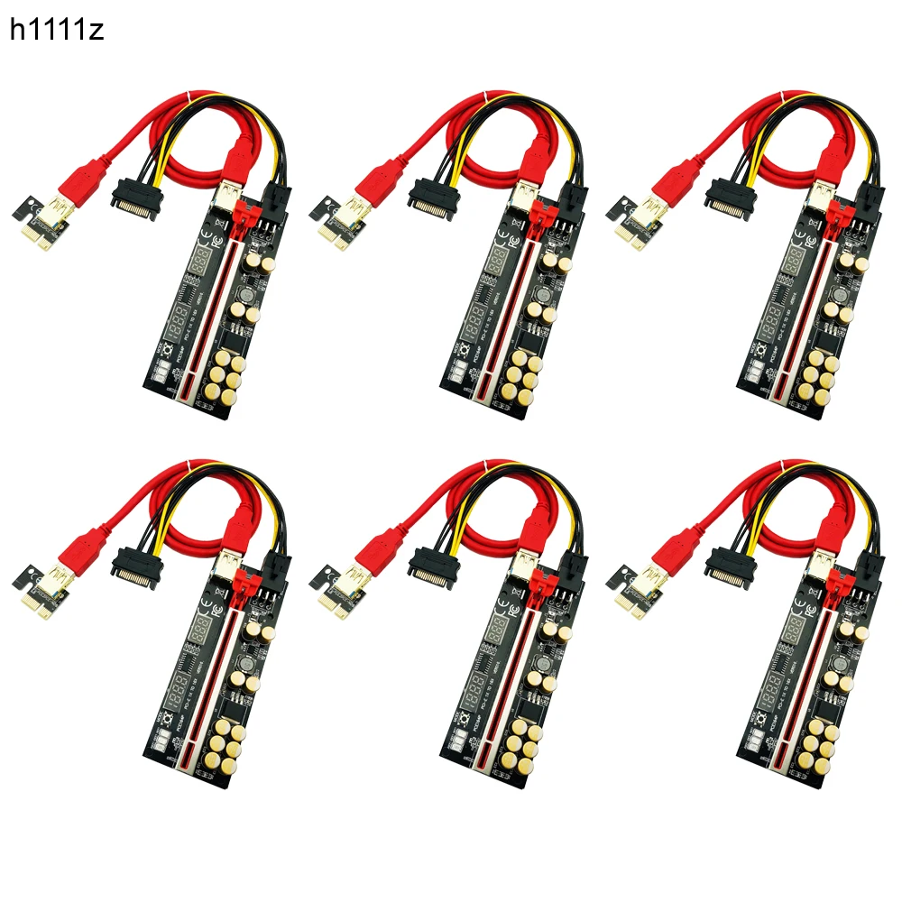 

6 шт. Райзер 016 USB 3,0 PCIE Райзер PCI Express X16 адаптер Райзера 016 GPU карта Райзера SATA 15 контактов на 6 контактов мониторинг напряжения питания