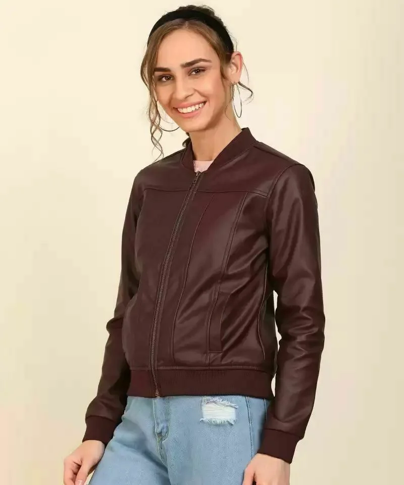 100% Leather Jacket Zipper NEW Modern Women Casual Wear Genuine Lambskin