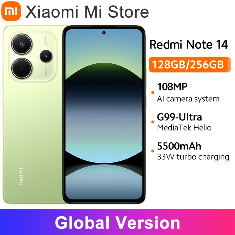 Global Version Redmi note 14 MediaTek Helio G99-Ultra 108MP AI Camera 6.67" AMOLED 120Hz Display 5500mAh