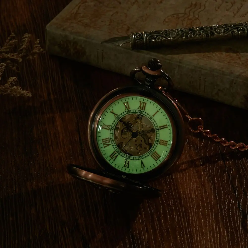 New Animal Machinery Pocket Watch Luminous Pocket Watch  Bronze Necklace Deer Carved Exquisite Clock Watch Fob Christmas Gift