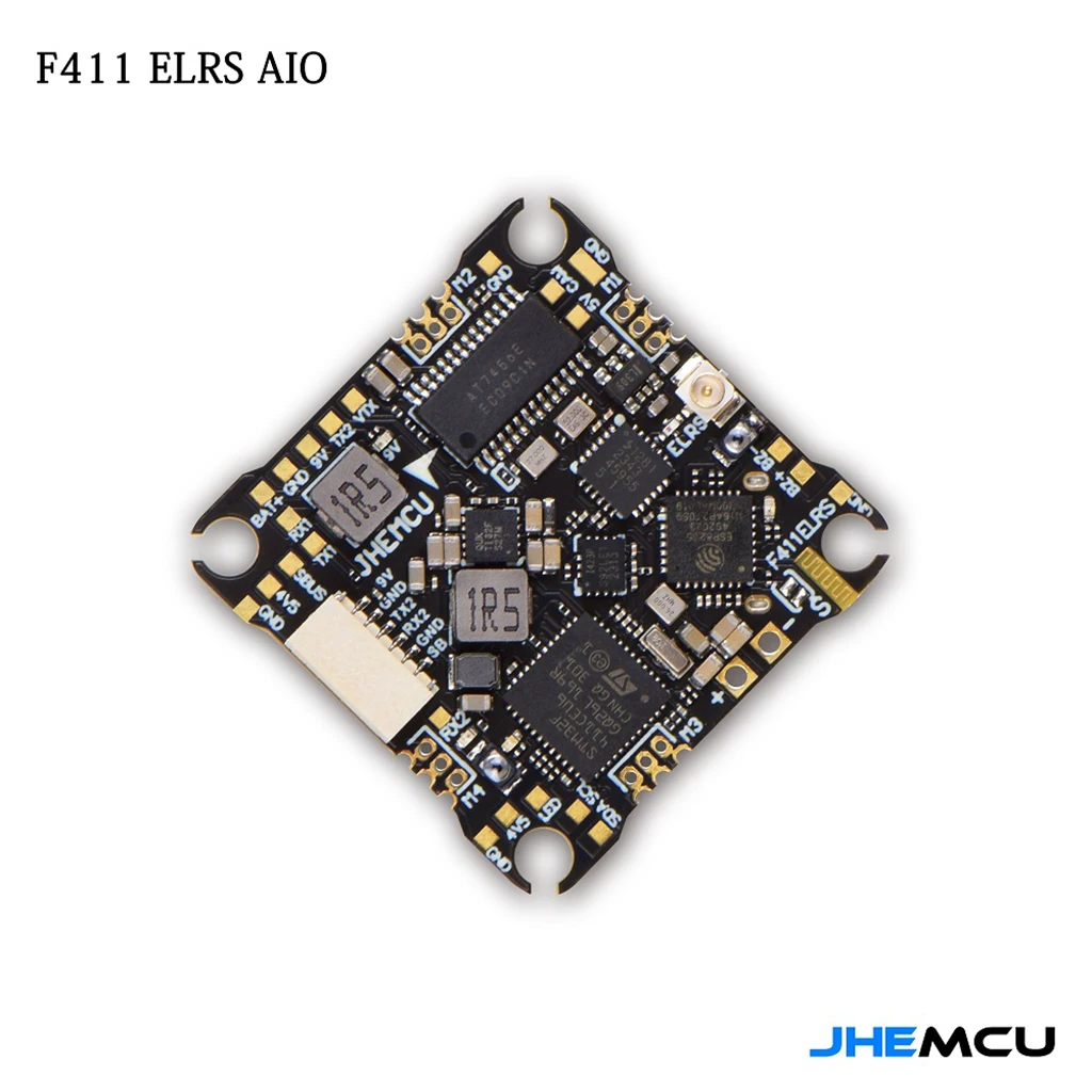 

JHEMCU F411ELRS AIO Контроллер полета ICM42688-P OSD blheli _ S 1-2S 12A 4 в 1 ESC ELRS 2,4G M3 x мм для FPV квадрокоптера