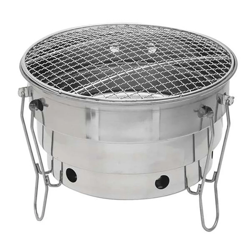 

Stainless Steel Barbecue Charcoal Bbq Grill Foldable Portable Cooking Outdoor Camping Burner For Home Patio Stove Family Party