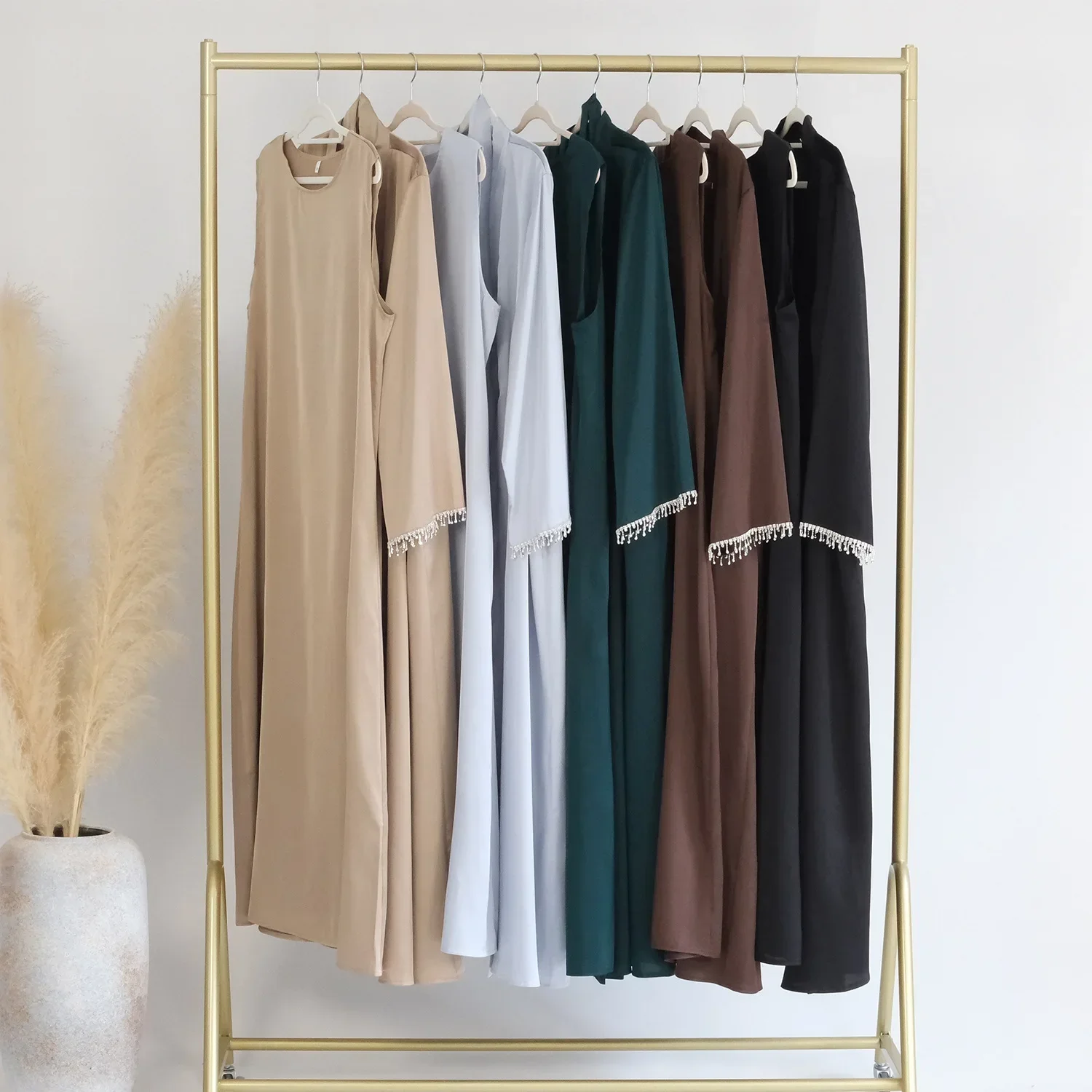Kimono Muslim Open Abaya Dubai Luxury Party Hijab Dress Satin Beads Saudi Abayas for Women Ramadan Islam Clothes Kaftan Dresses