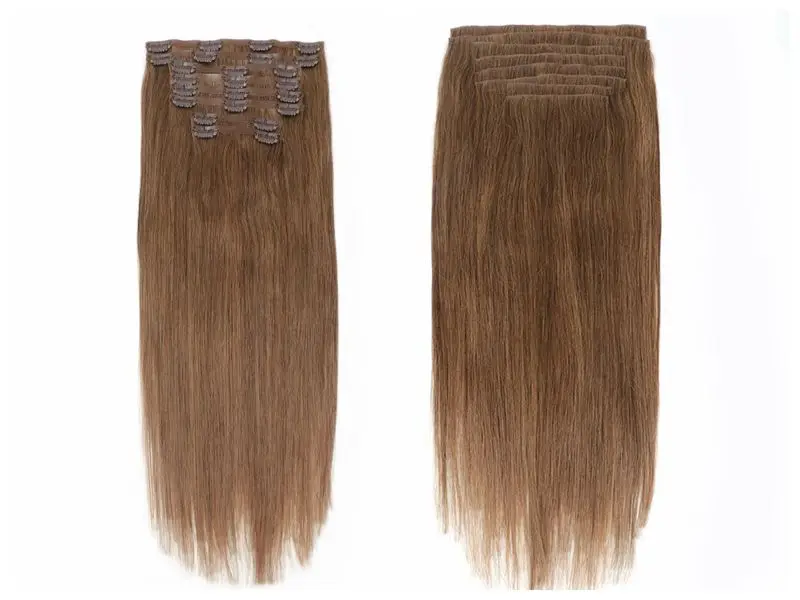 Estensioni dei capelli con clip Capelli umani veri al 100%, estensioni con clip da 12-24 pollici 100-120 g per donne, capelli lisci invisibili - immagine 6