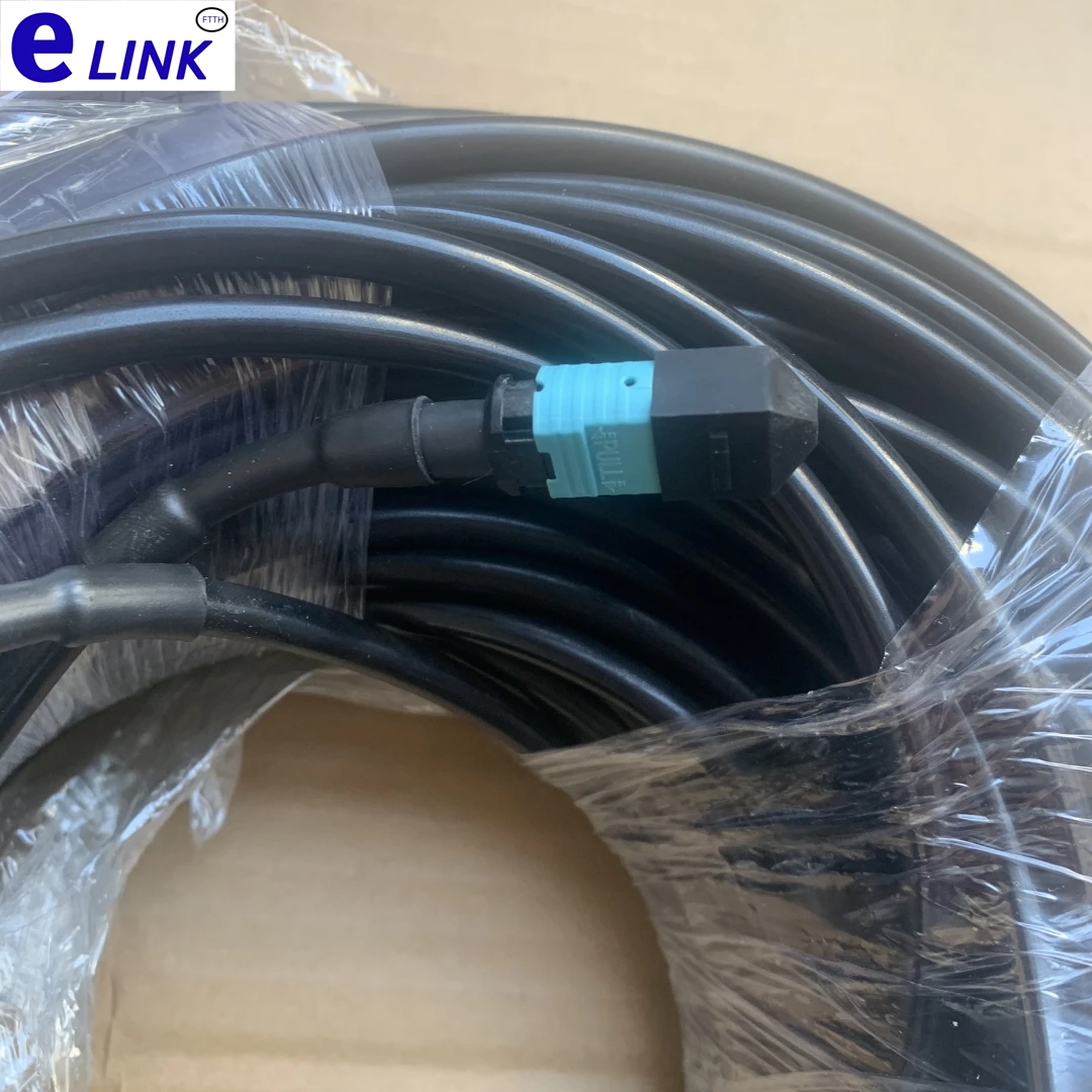 아머드 패치코드 MPO OM3 TPU MTP, 12 코어, 40m-120m, 80m, 50m, 100m, 12C 타입 B MM, 12 섬유 광섬유 점퍼, 야외 ftth elink