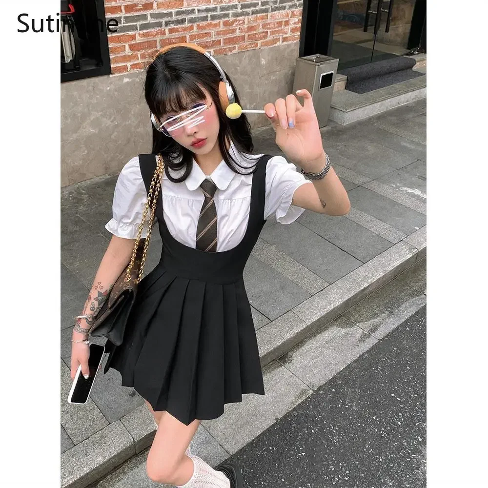 Em promoção! Houzhou Kawaii Estilo Preppy Conjuntos De Vestido Das