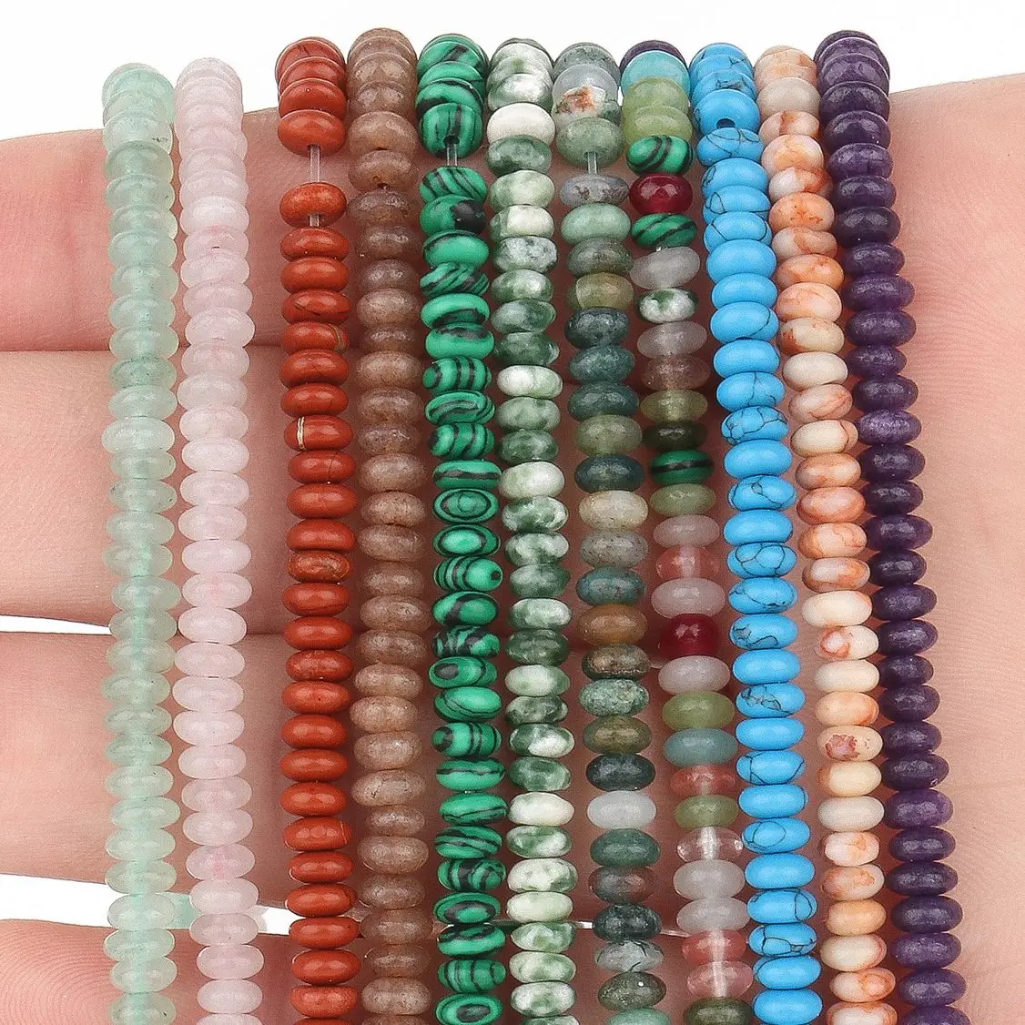 

High Quality Natural Stone Bead Rondelle Shape Loose Spacer Abacus Quartz Beads For Handmade Jewelry Bracelet Necklace DIY 5x2mm