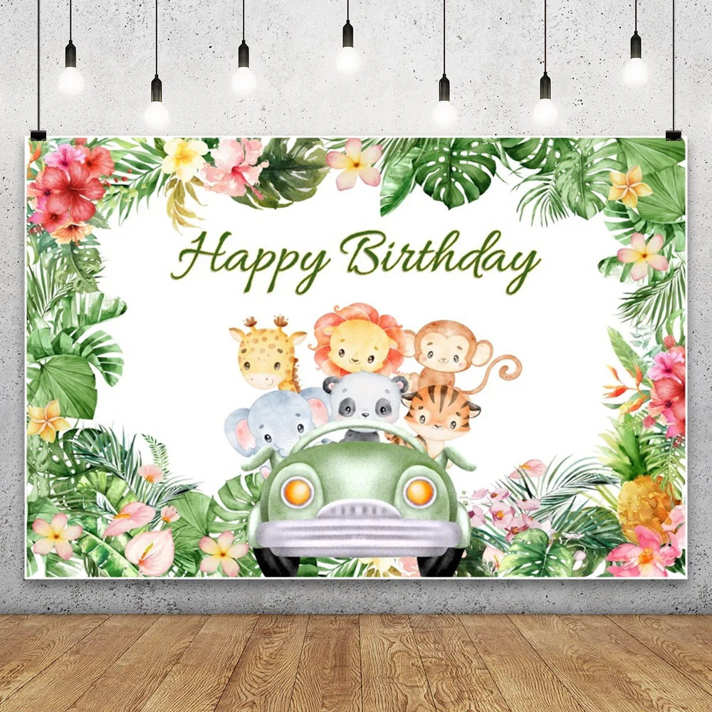 Jungle Safari Wild One 1st Birthday Backdrop Photography Boy Girl Baby Shower Party Background Kids Photo Photographic Photocall