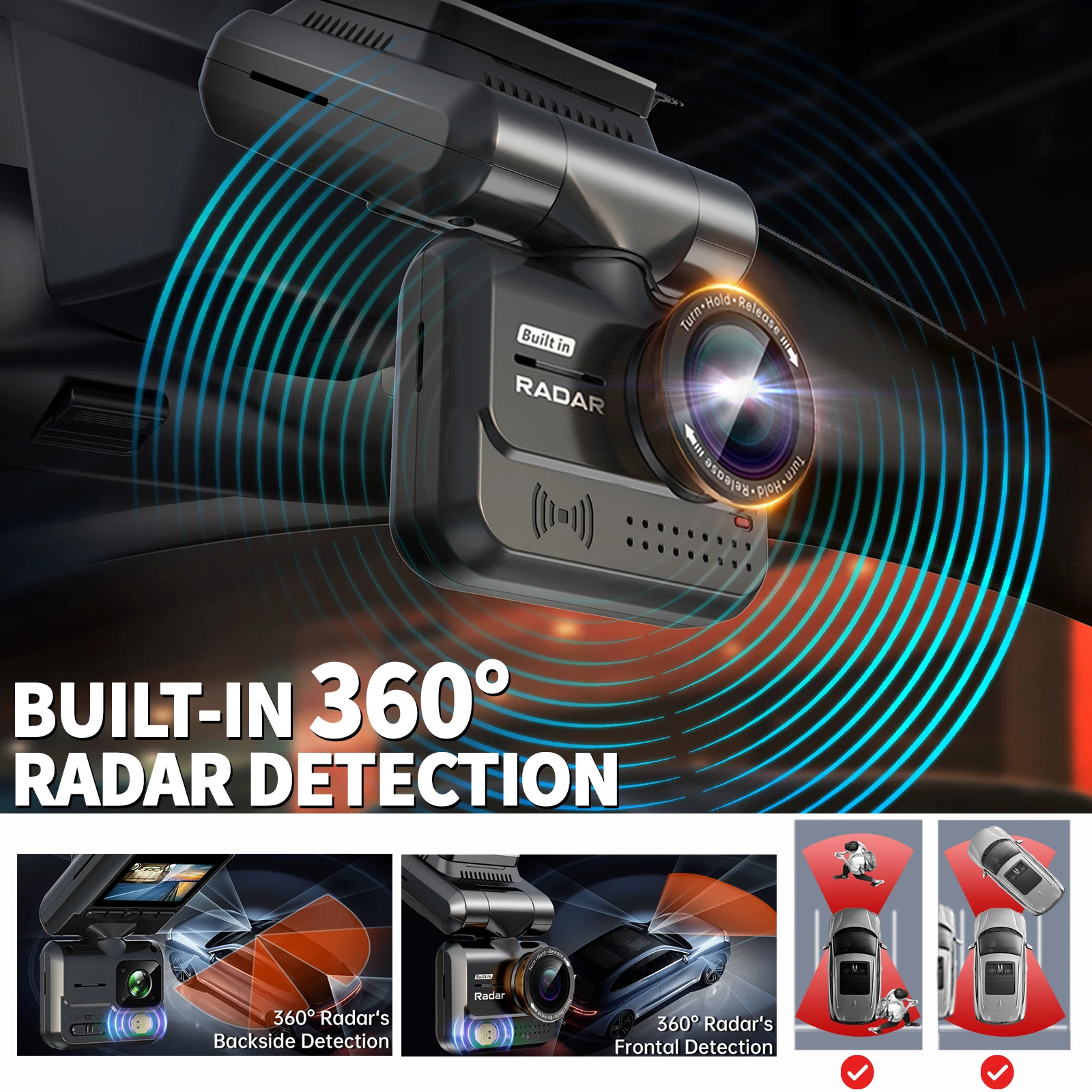 Cámara De Coche Con Visión Nocturna Y Rotación 360° - Full HD 1080p