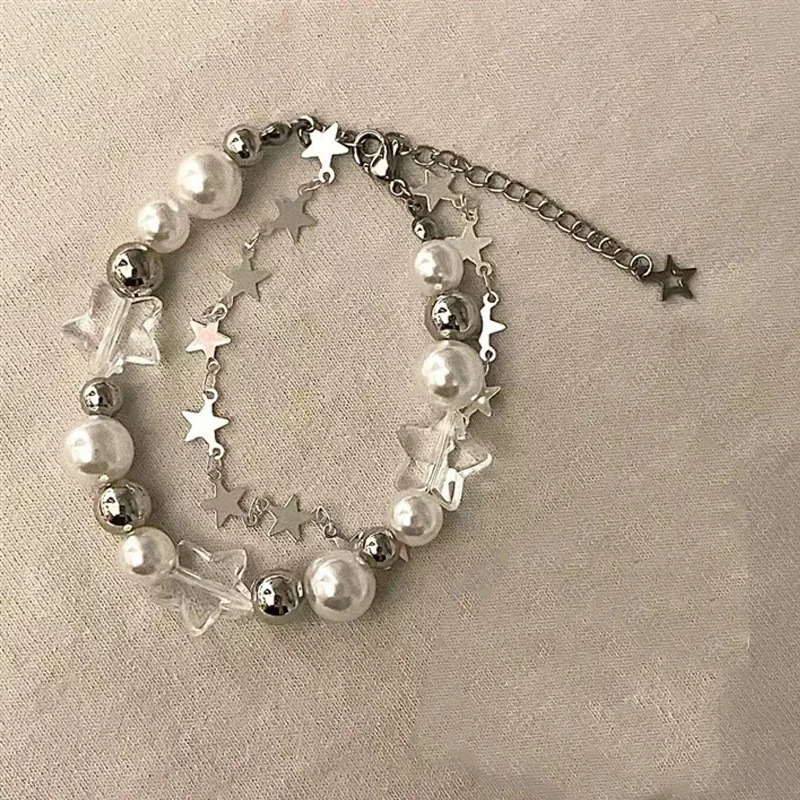 Kristallstern Pentagramm Perlenarmband für Frauen Süßer ästhetischer Charme Y2k Armband Mode Vintage Schmuck Geschenke_voghion.com