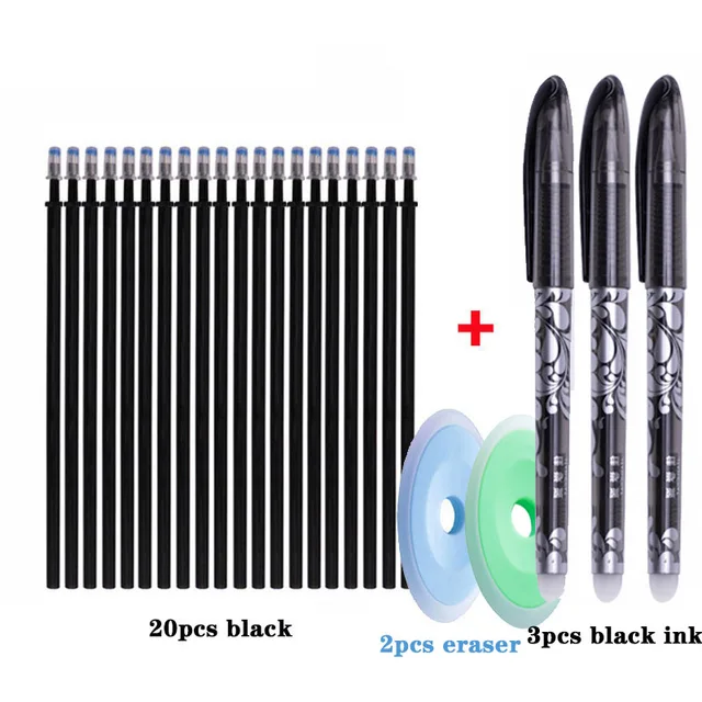 25 pcs/set Erasable Gel Pen Refills Rod 0.5mm Washable Handle Magic Erasable Pen for School Pen Writing Tools Kawaii Stationery 25pcs black