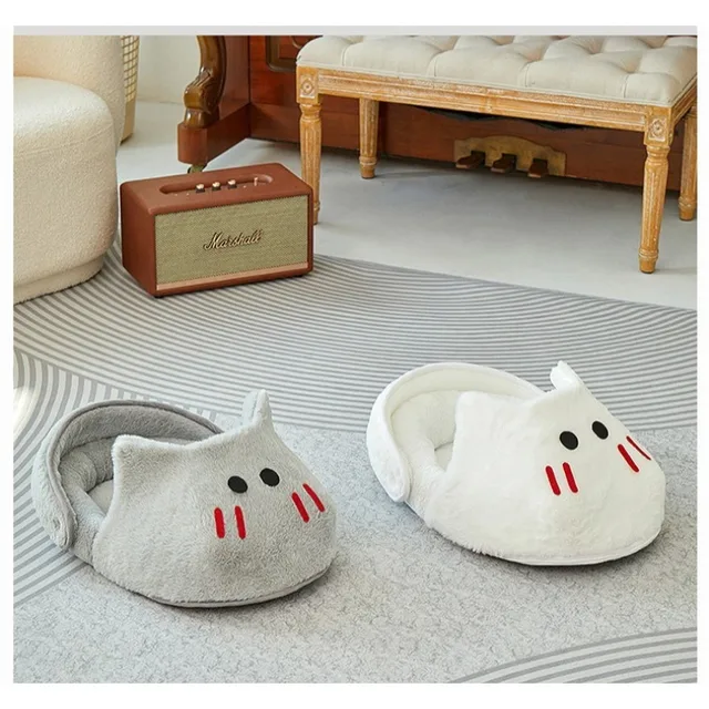 2025 New Semi-enclosed Cat Kennel Winter Warm Slippers Pet Kennel All-season Universal Breathable Non-slip Gray Dog Kennel 3