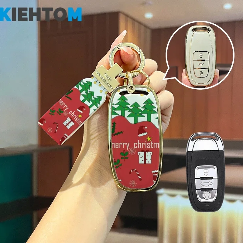

Модный высококачественный чехол для автомобильного ключа используется для Audi Old Q5 A6l A8l A4l 2012-2018, милый персональный Рождественский чехол для ключа, пряжка