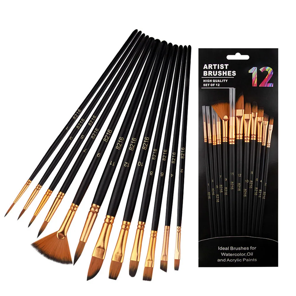 

Brush Cover Brush Set 12 Piece And Art Enthusiasts For Professional Artists Nylon Brush Set Premium Wide Application