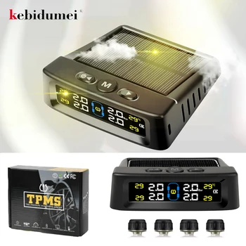 Sistema di monitoraggio dell'allarme di sicurezza della pressione dei pneumatici per auto ad energia solare Display a 4 sensori Avviso intelligente della temperatura della pressione dei pneumatici