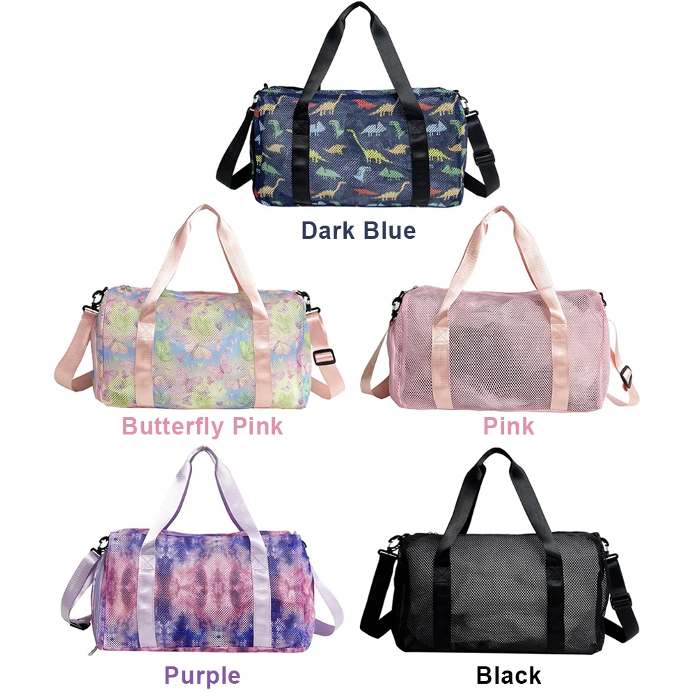 Nylon Mesh Travel Duffle Bag with Shoe Compartment for Gym and Sports