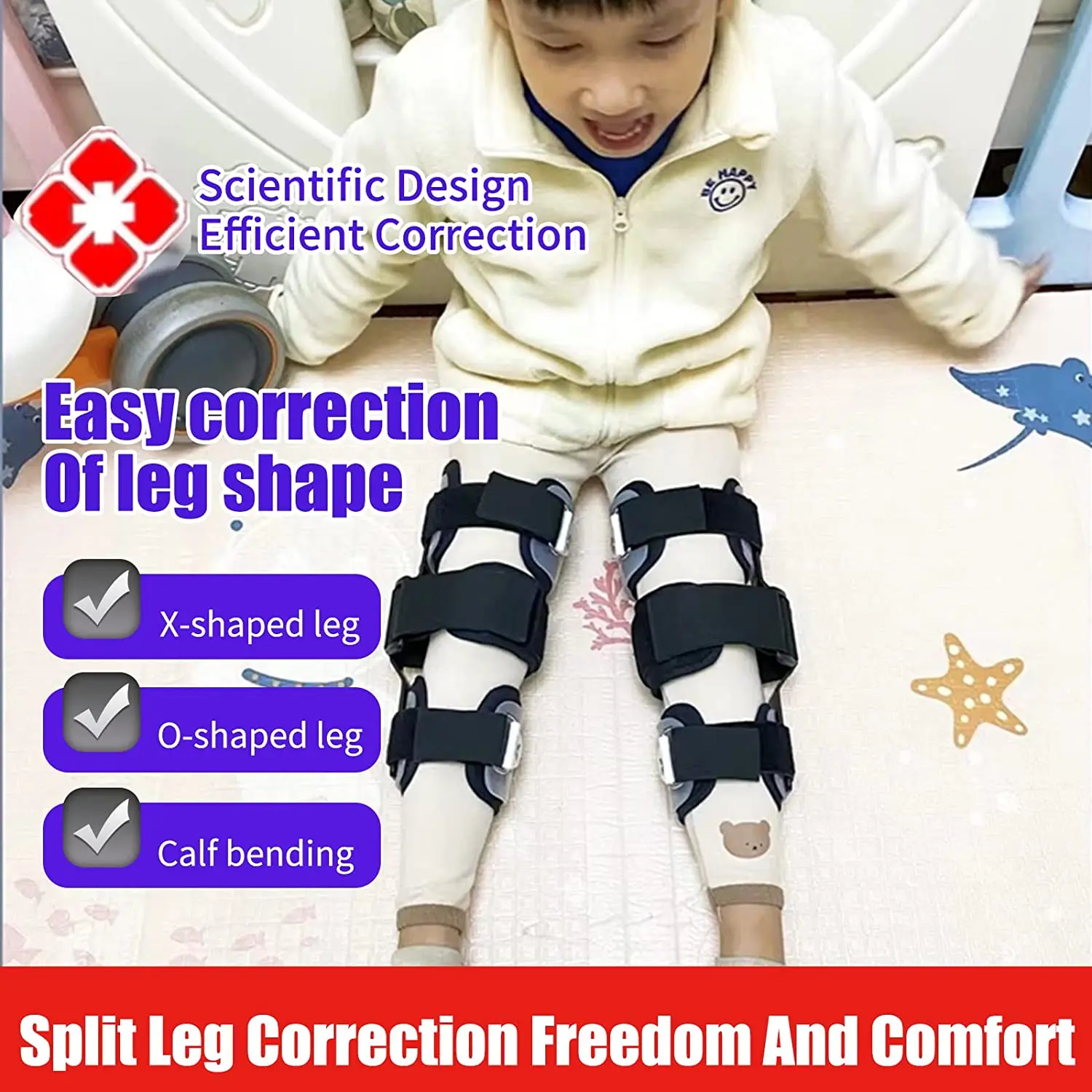 GHORTHOUD Kids O/X Leg Posture Corrector Brace Knees Valgus Straighten Bow-legged Correction Braces Adjustable 5