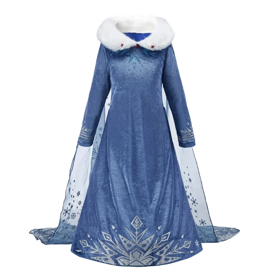 Children Snow Queen Princess Dress Winter Girl Elsa Costume Carnival Birthday Holiday Party Dress Kids New Outfit Clothes