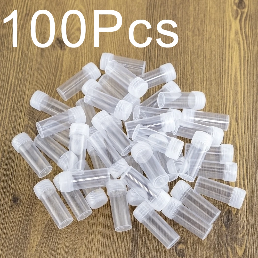5ml Small Plastic Test Tube Bottles Pet Cap Lucency Vials Medicine Pill Capsule Storage Containers 100pcs