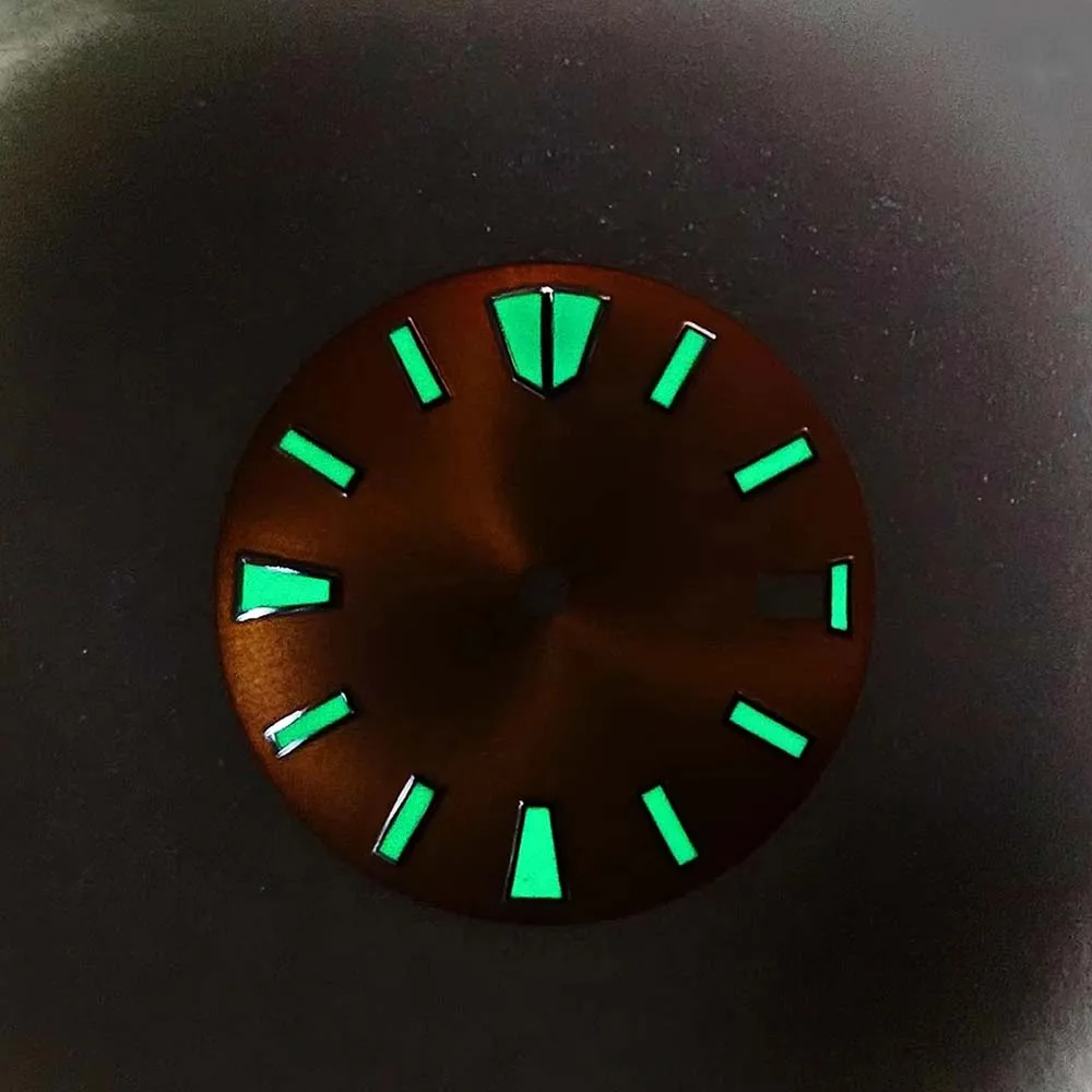 Green Luminous 28.5mm Single Calendar Watch Face Replacement - Available in Blue, Orange, and Black
