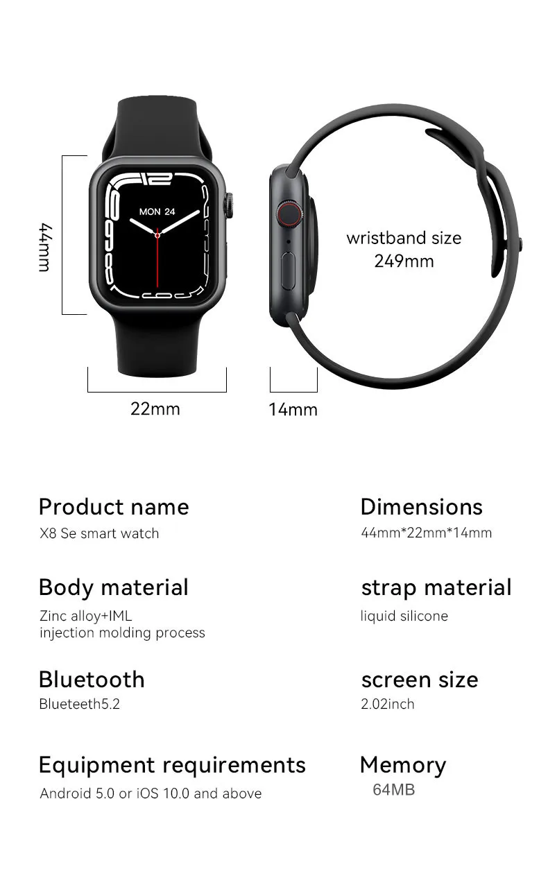 Smart Watch Men NFC Bluetooth Call IP67 Waterproof Touch Screen Sports Watches Wireless Charging Fitness Tracker X8 Smartwatch