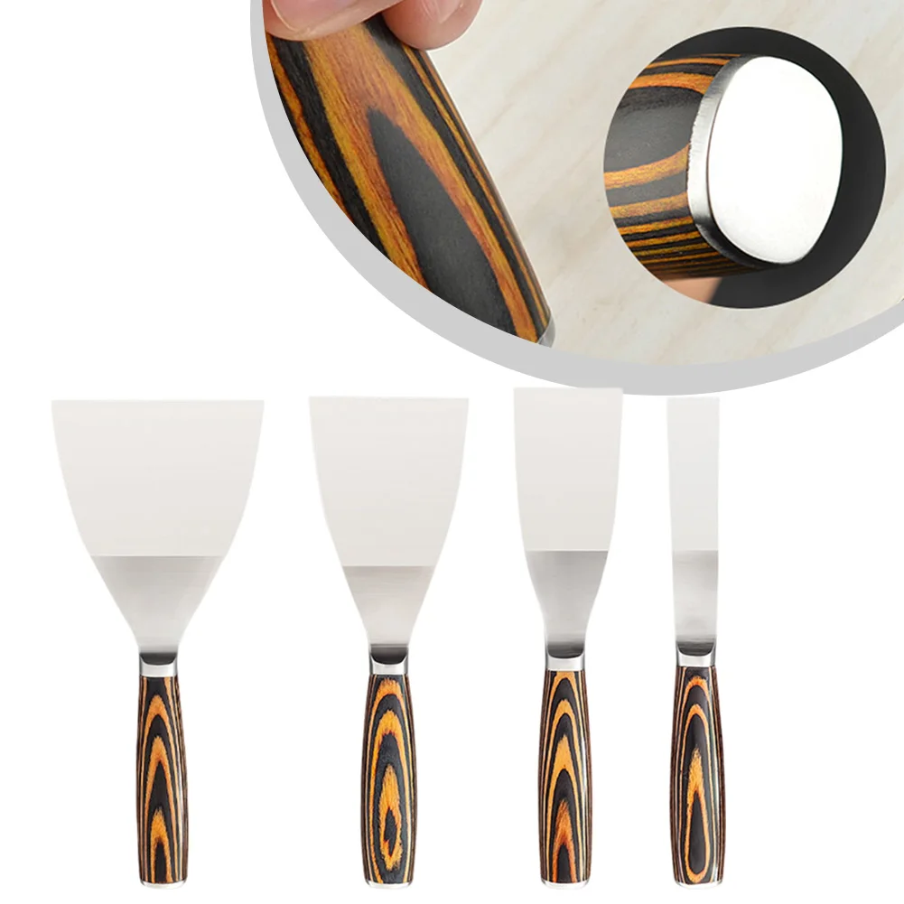 4PCS Stainless Steel Putty Shovel Set With Wood Color Handles For Drywall Repair Hot Sale Brand. New And High Quality