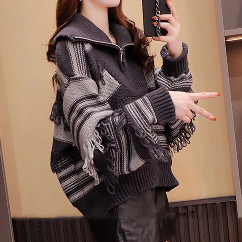 Short design pullover sweater for women, autumn and winter, 2022 Korean  new  high neck knitting top  winter clothes women
