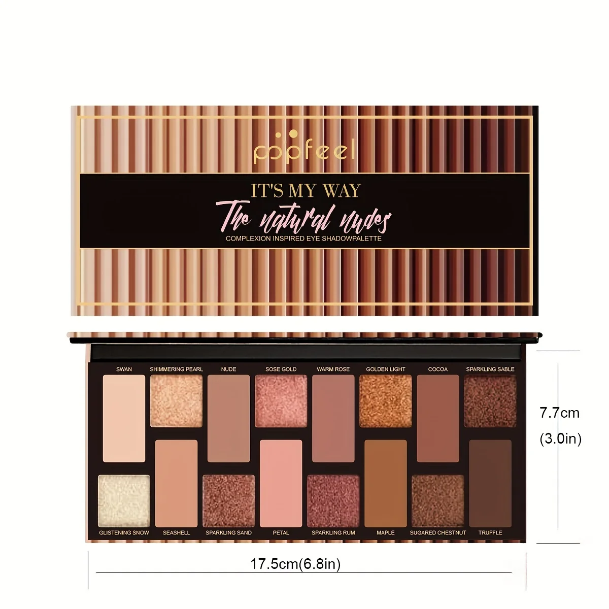 POPFEEL 16 Color Eyeshadow Palette, Makeup Nude Colors Eyeshadow Palette Natural Nude Matte Shimmer Glitter Pigment Eye Shadow 2