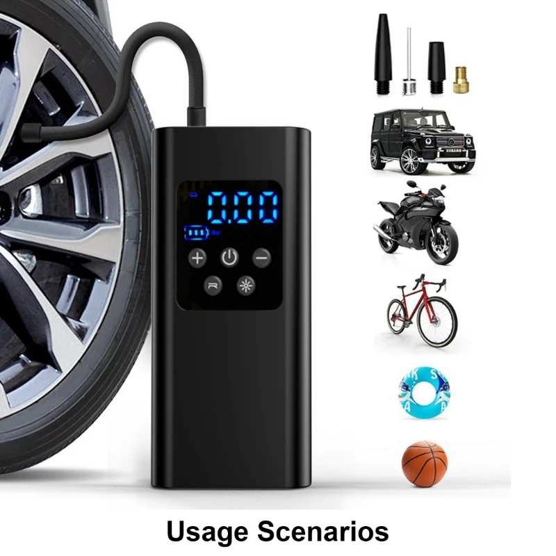 Universal Tire Inflator Air Pumps Tire Inflator Portable with Flashlight Car Air Compressor for Car Bike Motorcycle