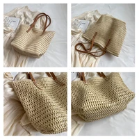 Sac à main à bandoulière tissé à la main pour femmes, style bohème, mode d'été 2021, fourre-tout de plage en paille, sac de voyage, sacs de Shopping tissés 6
