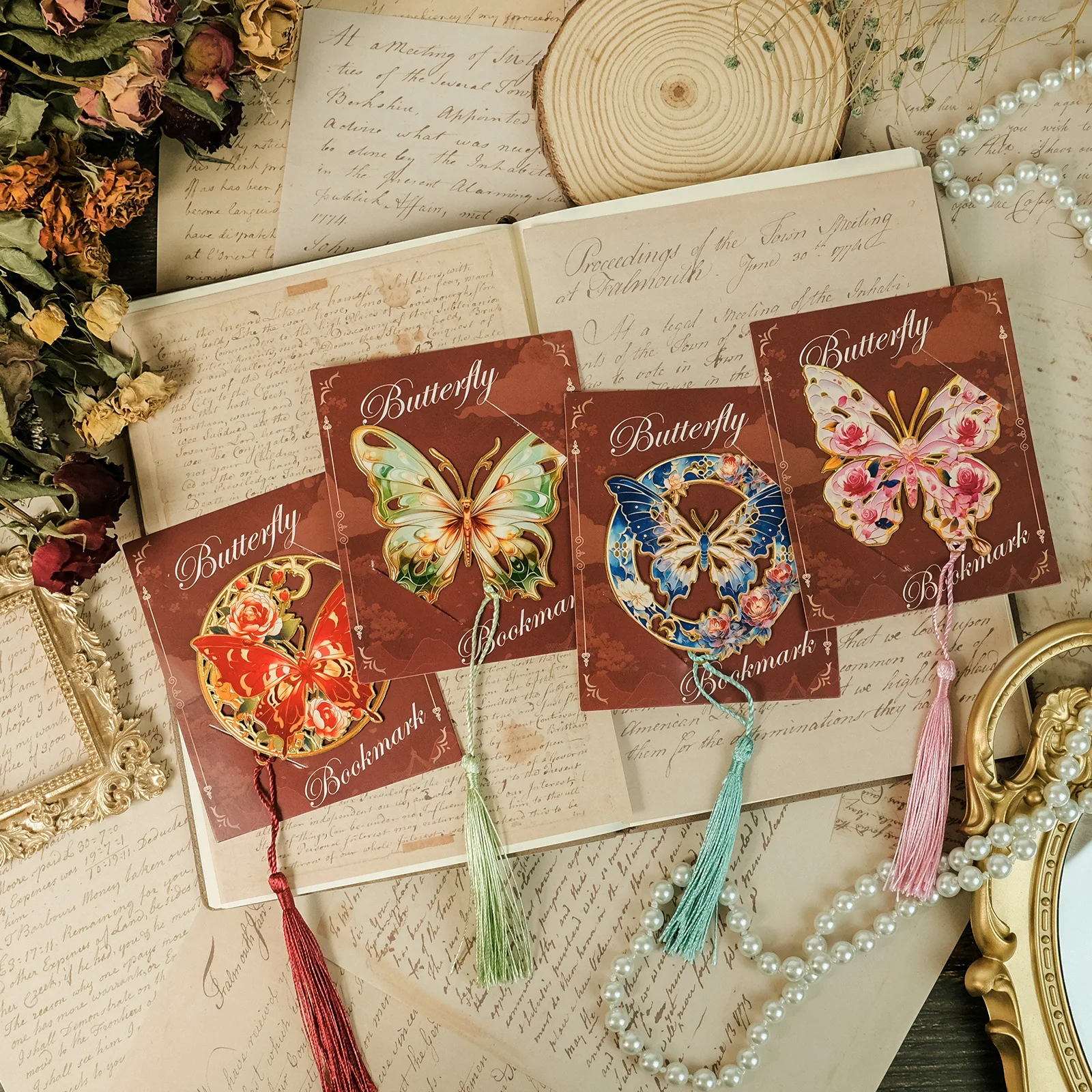 Book Page Clip Colorful Butterfly Painting Metal Bookmark Hollow Metal Book Reading Mark Stationery Gifts